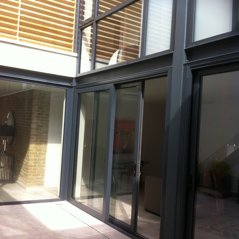 Anthracite aluminium sliding patio doors fitted in Dunstable